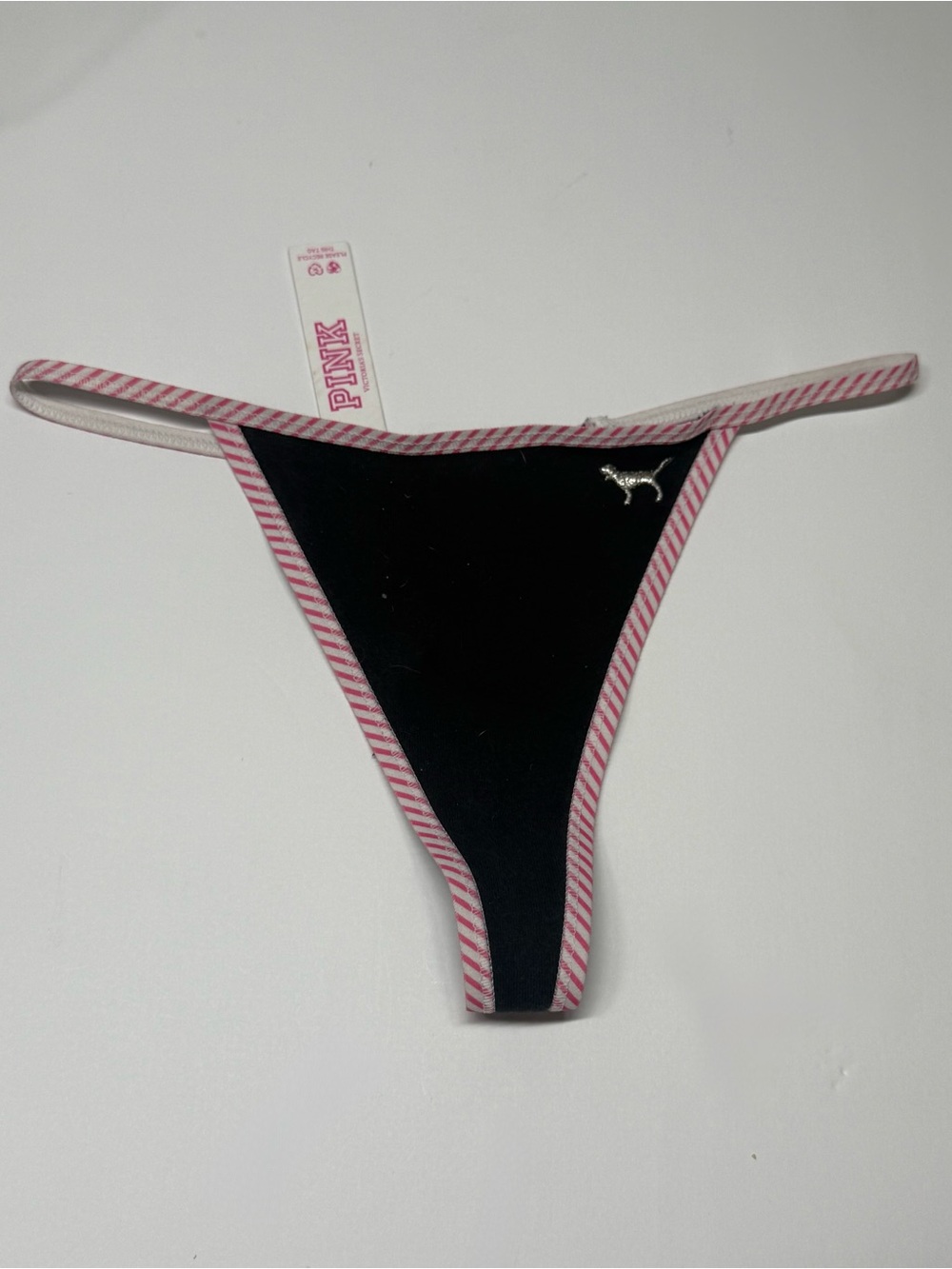 Y2K PINK 2005 Girls Black & Pink Striped Thong